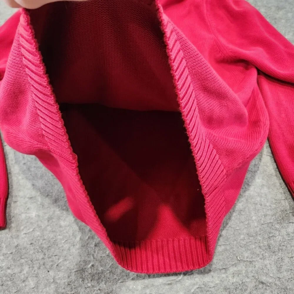 LL Bean Mens L Large 100% Cotton‎ Knit Red Pullover 1/4 Zip Heavyweight Sweater
